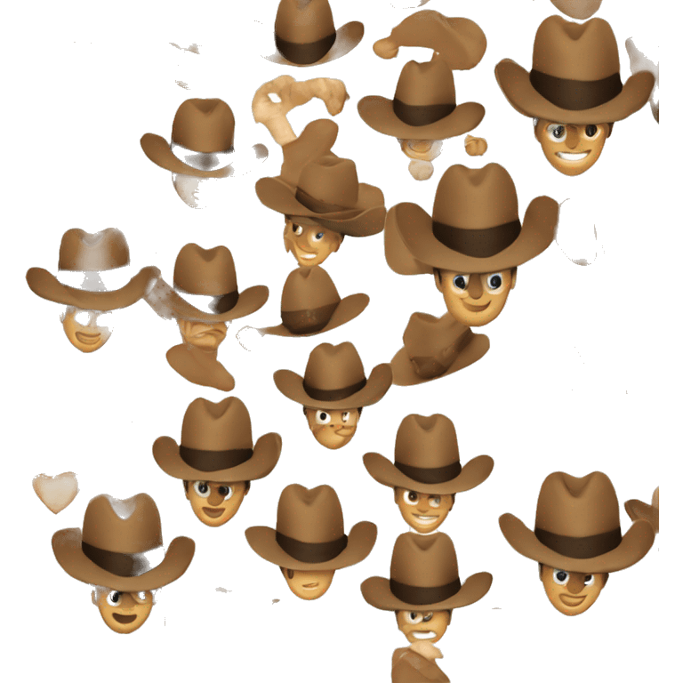 heart eye emoji with brown cowboy hat emoji