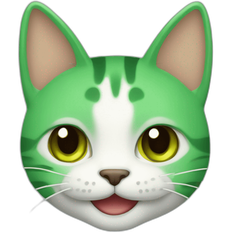 a smiling cat, green in colour emoji