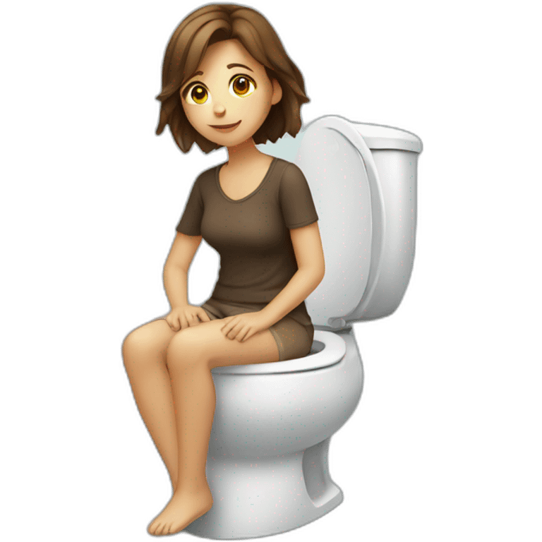 Girl with brown hair sitting on a toilet emoji