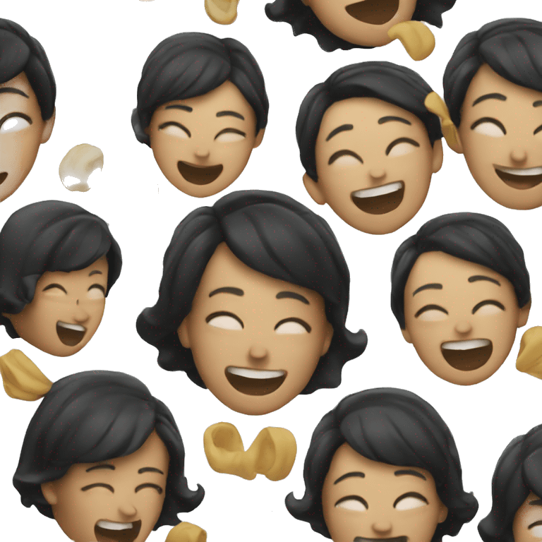 Woman with black hair laughing emoji