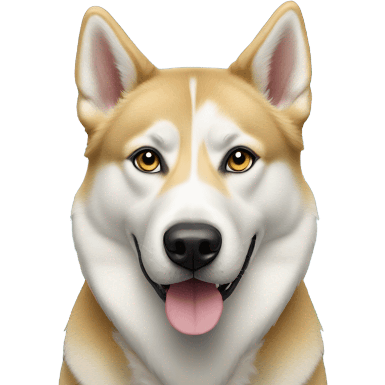 Yellow husky, Akita, shepherd mix dog with blue eyes emoji