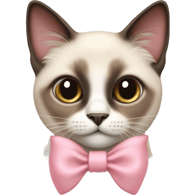 Long haired Siamese cat with pastel pink bow emoji