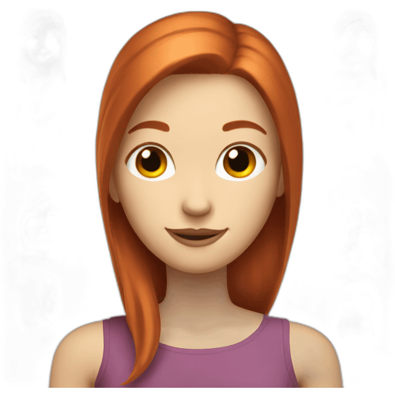 redhead white woman with medium long straight hair, saying ok emoji