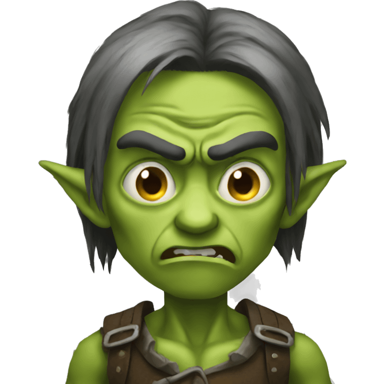 goblin dark long hair angry emoji