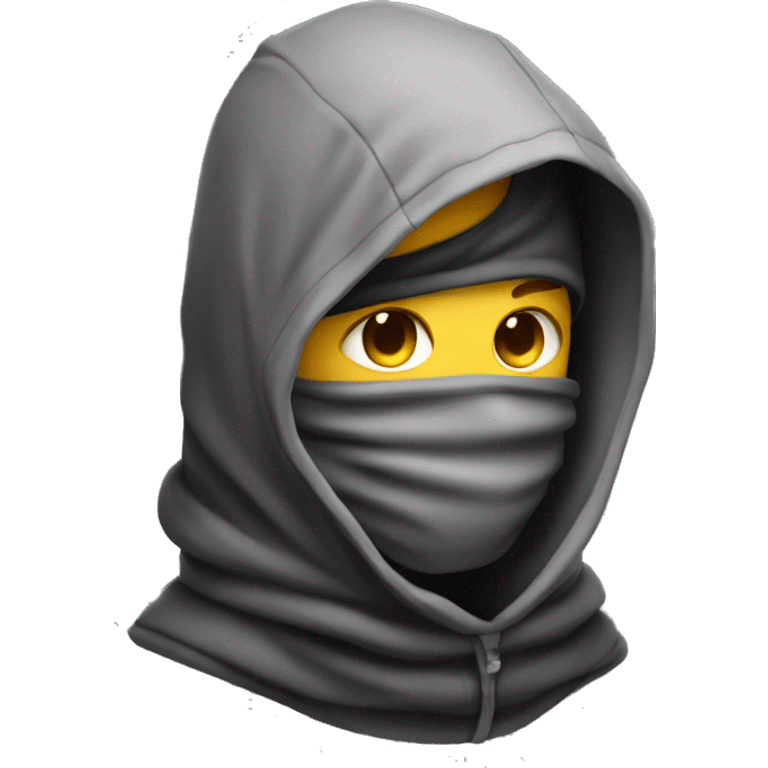 mysterious hooded boy wearing gaiter over face emoji