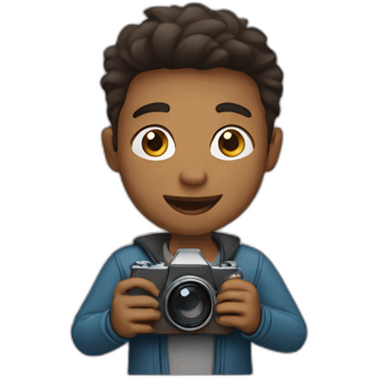 A boy hold a camera emoji