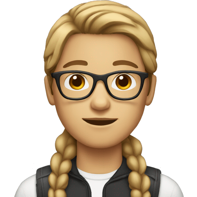 white teen with brown middle part hair and glasses emoji