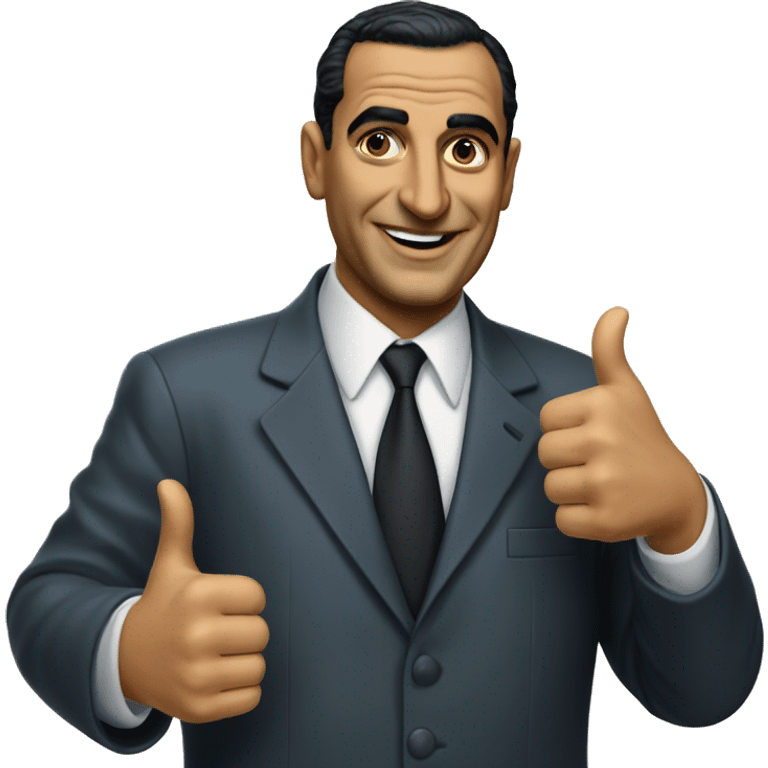 photorealistic Gamal Nasser shows thumbs up emoji