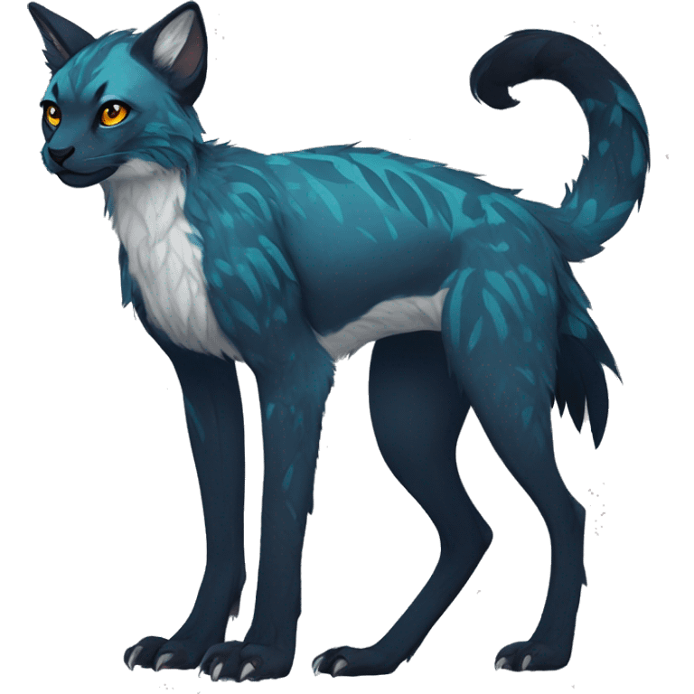 Modern Feral Rare Fantasy Vernid-Trico-species by LiLaiRa, markings, full body emoji