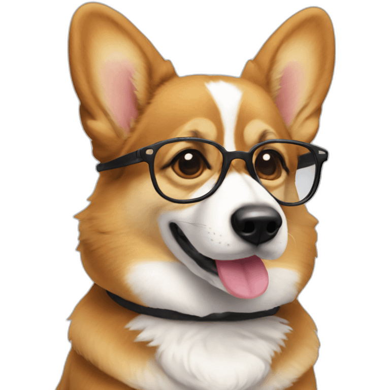 full-height sit Corgi with glasses emoji