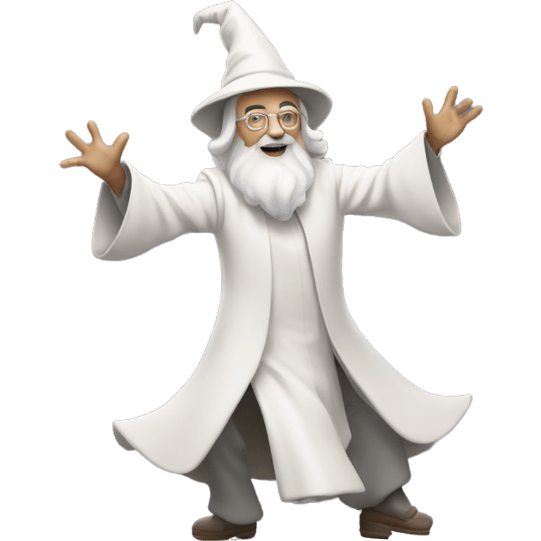 an old white wizard dancing disco emoji