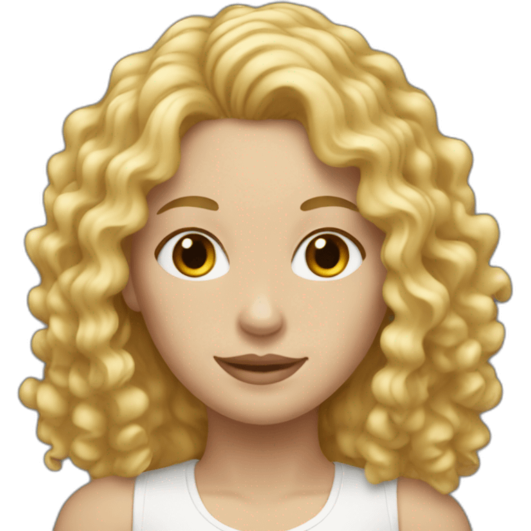 White Woman with curly blond long hair emoji