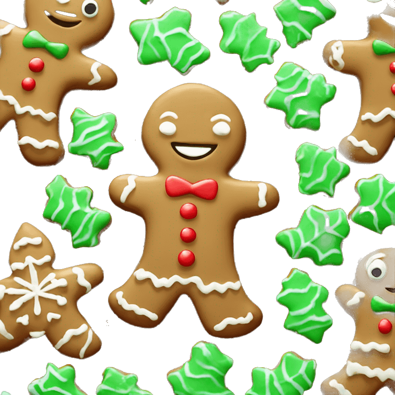 Gingerbread cookie with red and green icing emoji