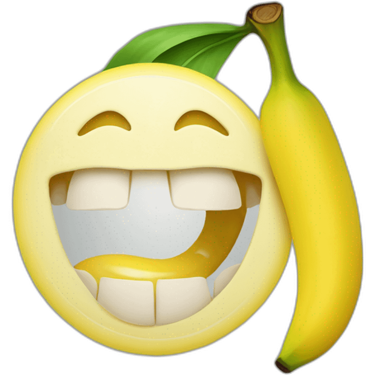 Smiley avec la hrand bouche ouverte qui mange une banane emoji