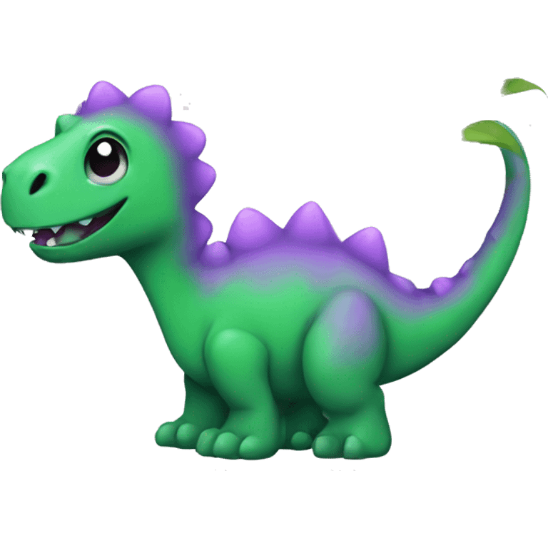 Green dino with violet (flower) emoji