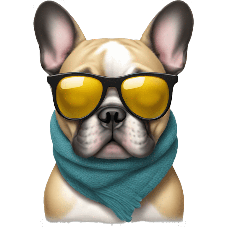 French bulldog wearing sunglasses and a scarf  emoji