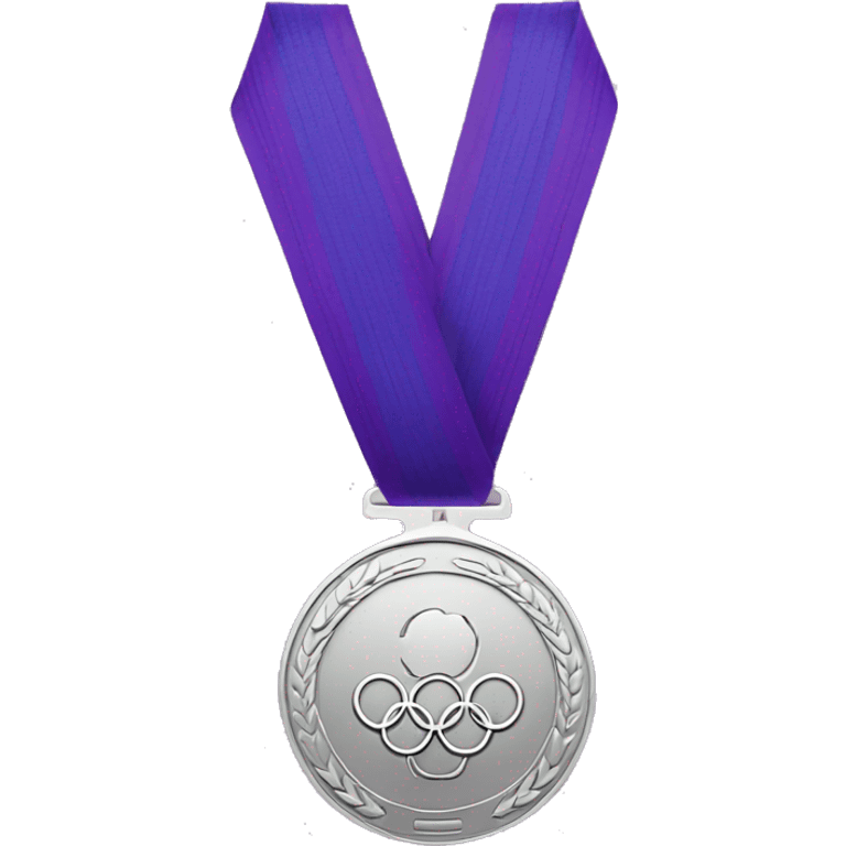 silver olympics medal with purple ribbon emoji