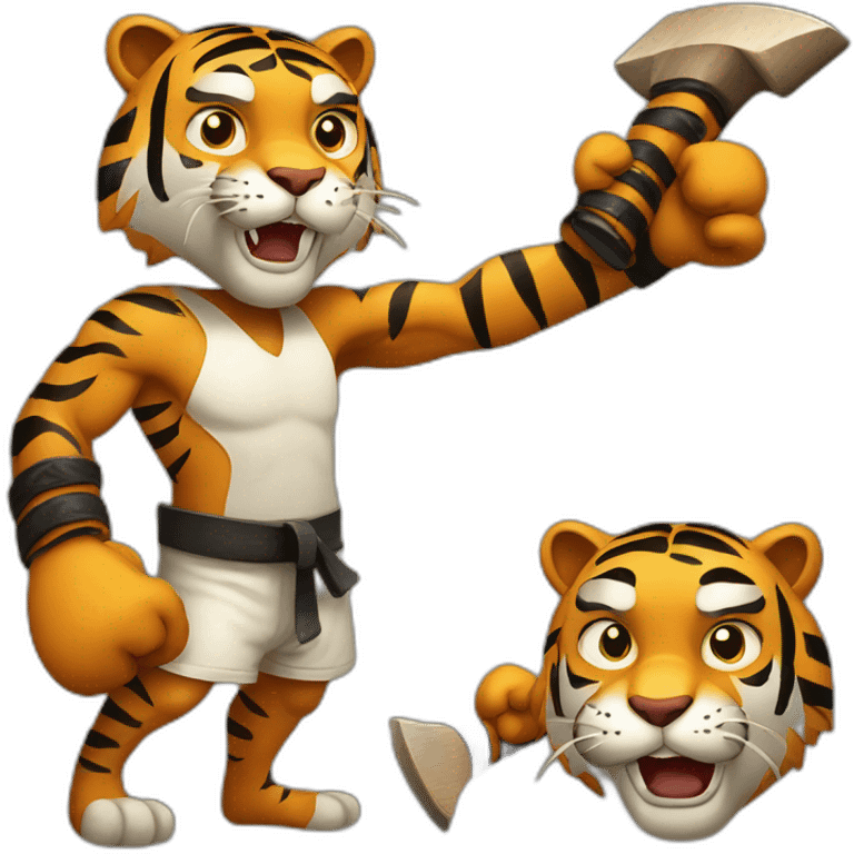 Tiger boxing holding axe emoji