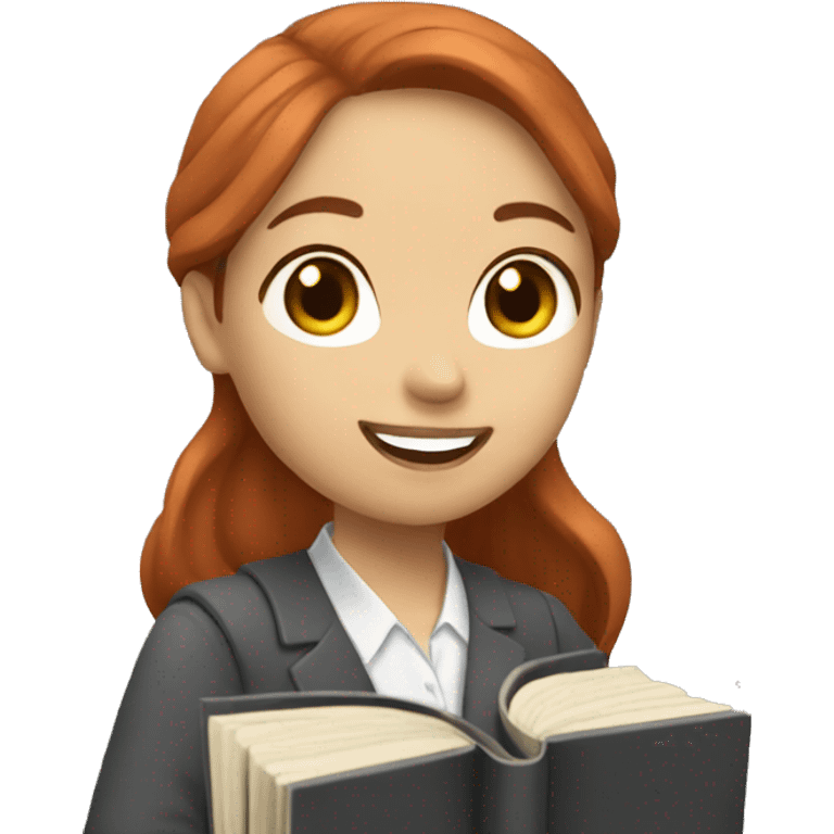 asian female teacher redhead hair holding books emoji