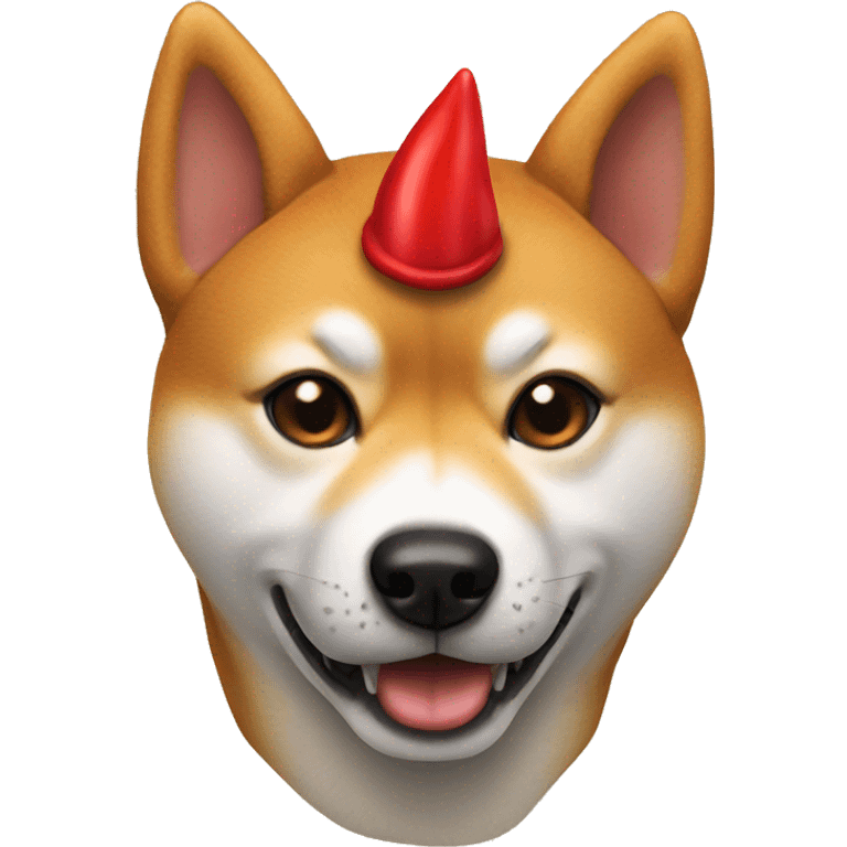 shiba inu wearing red devil horns emoji