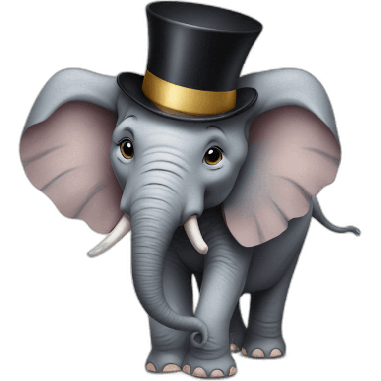 an elephant with a top hat emoji