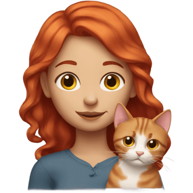 Red headed girl with 3 kitties emoji