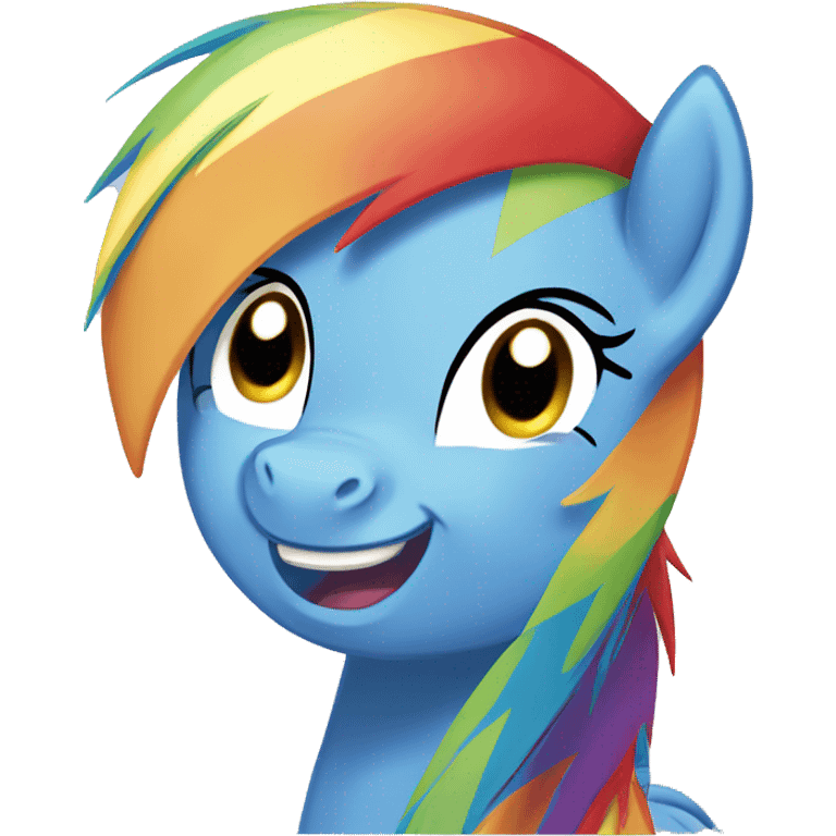 The pony Rainbow Dash looking to the side smiling emoji