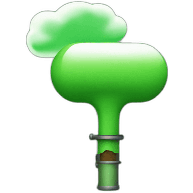 a green pipe with a thought bubble emoji