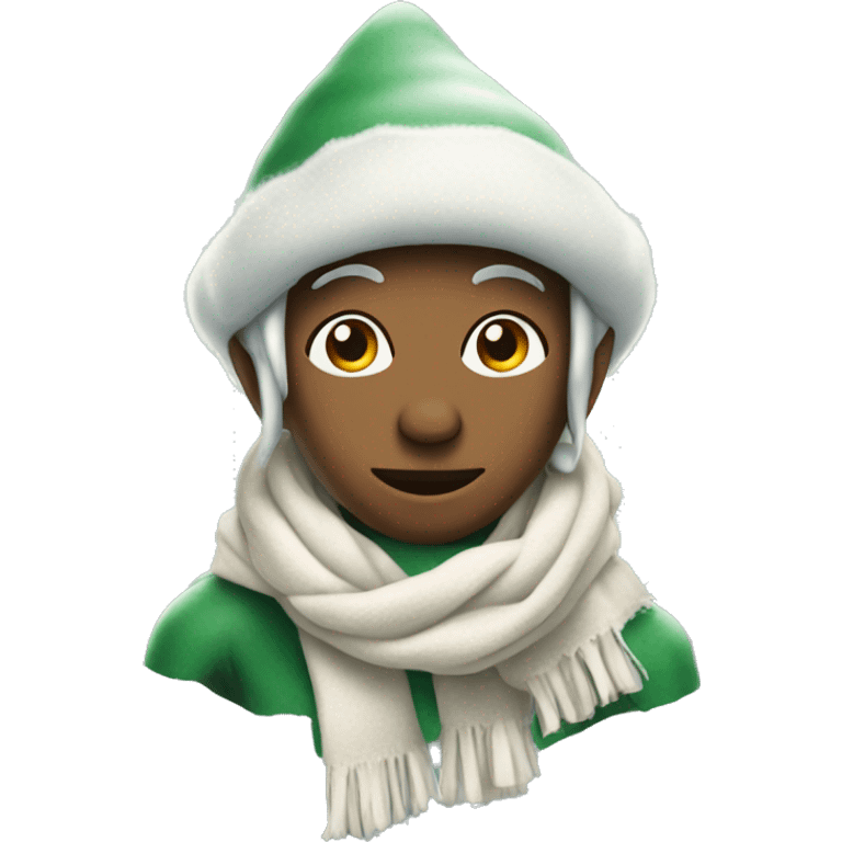 A freezing elf with boots and a scarf emoji