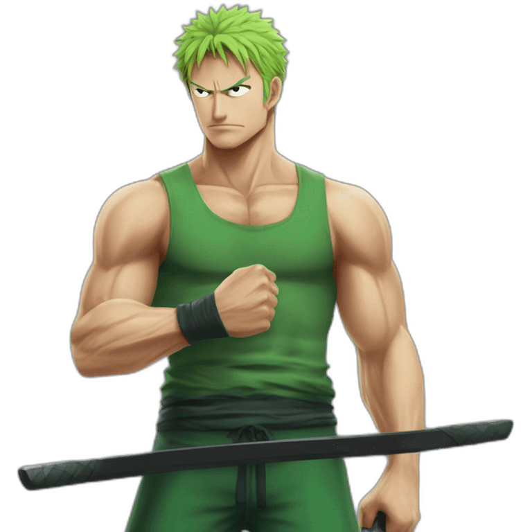 RORONOA ZORO CON PESAS DEL GYM emoji