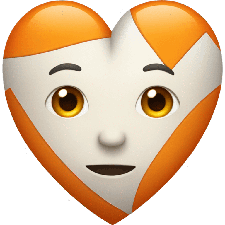 Half white and orange heart emoji