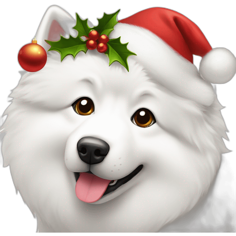 Samoyed dog christmas emoji