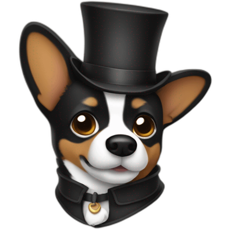 Black corgi westing Sherlock holmes costume emoji