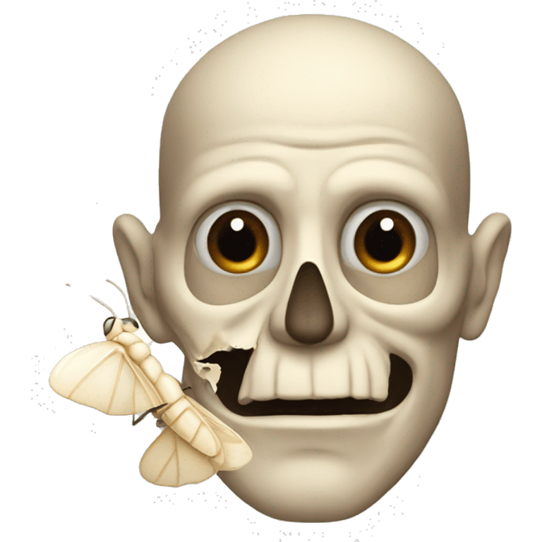 man with a bone in the moth emoji