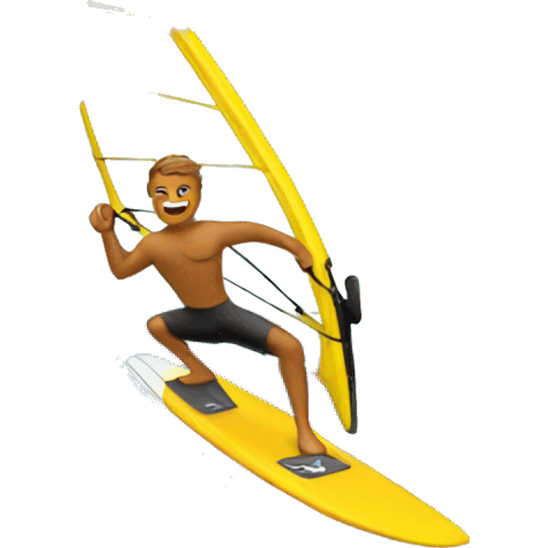 A windsurfer riding a wave emoji