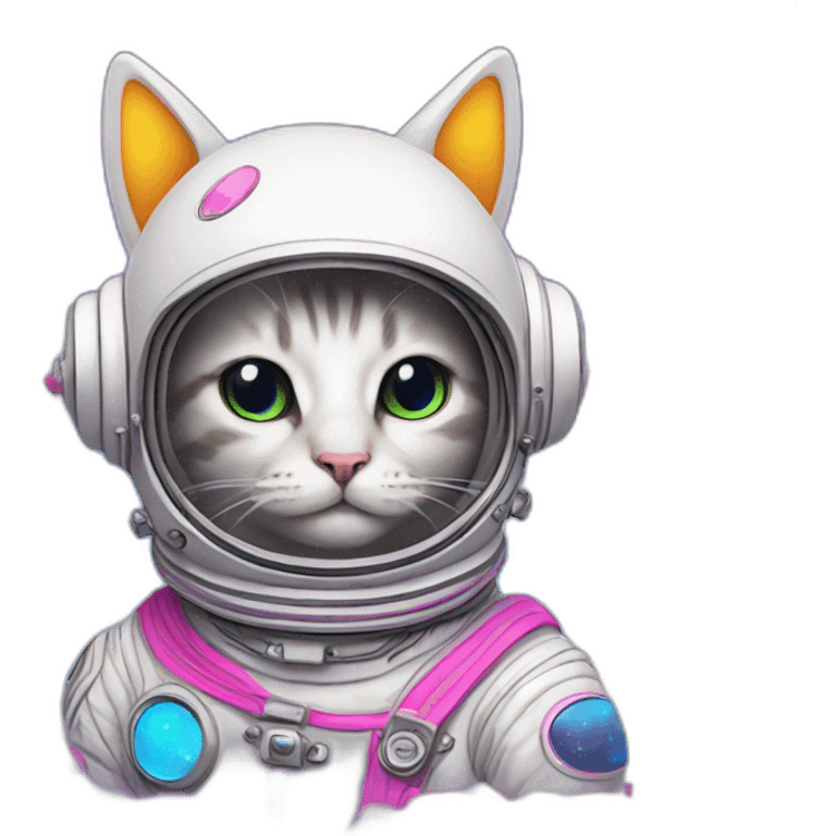 cat astronaut unicorn neon emoji