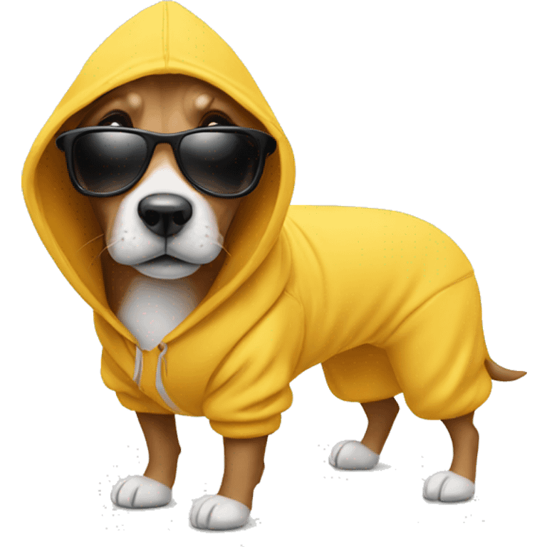 Dog wearing a hoodie and sun glasses emoji