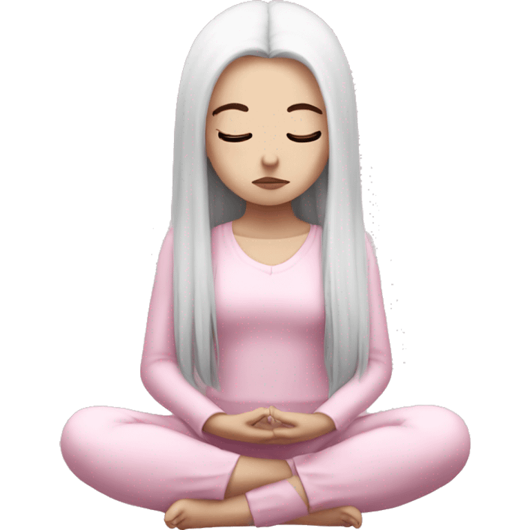 cute goth girl meditating wearing pale pink emoji