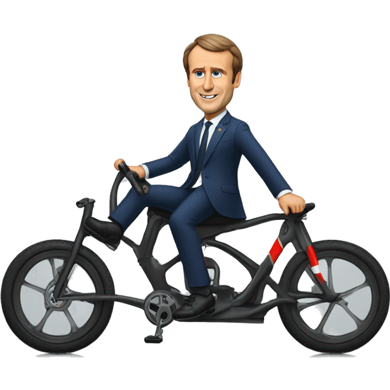 le président macron qui roule un vélo emoji