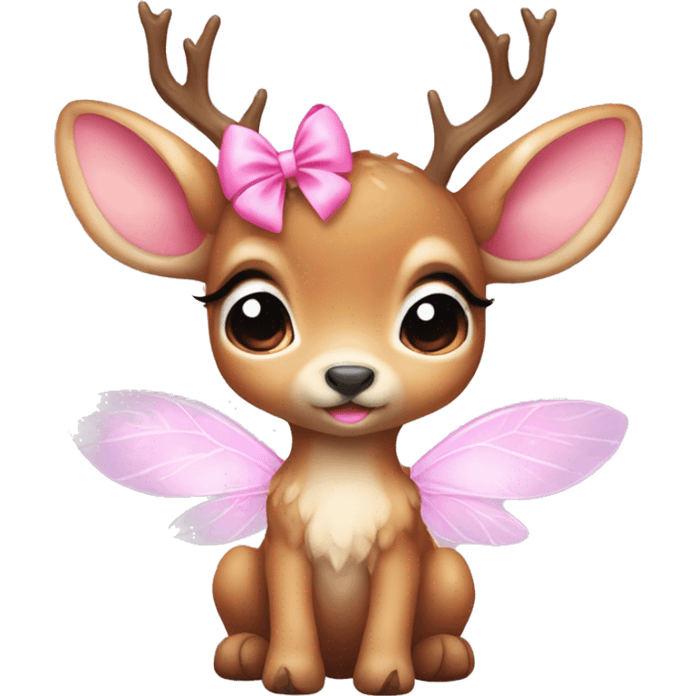 baby deer with fairy wings and a pink bow around its neck  emoji