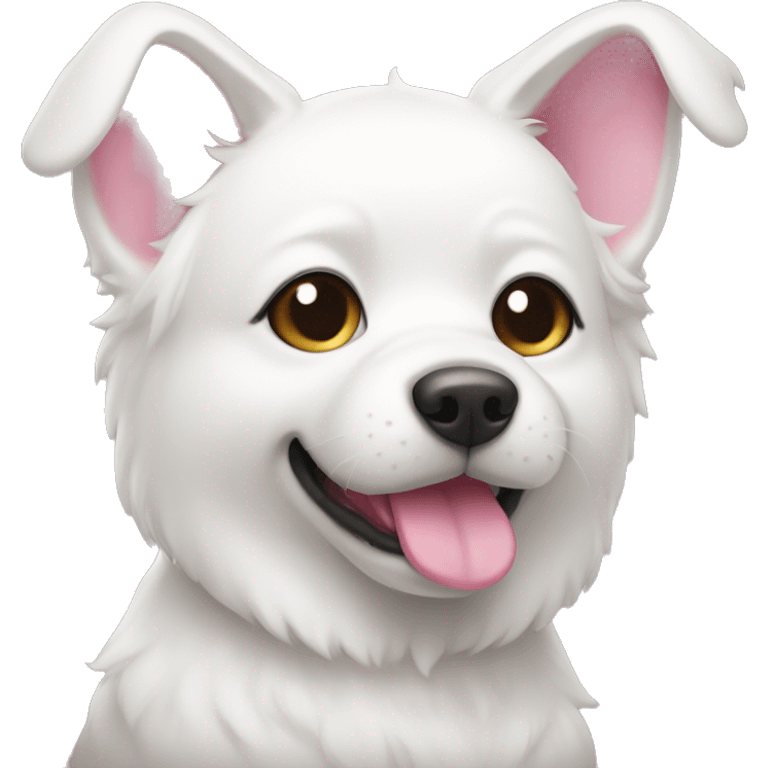 white korean dog with pink ear emoji