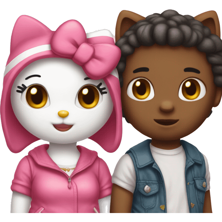 hello kitty with her boyfriend kitty emoji