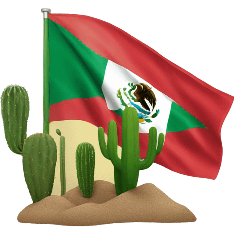 Mexican flag with a cactus behind it emoji