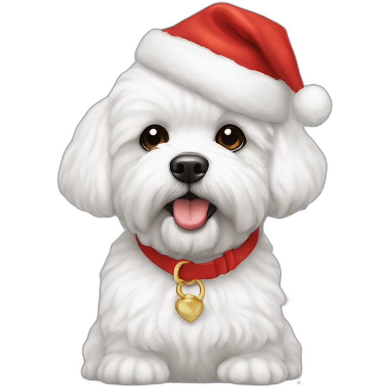 bichon dog-sitting-christmas hat emoji