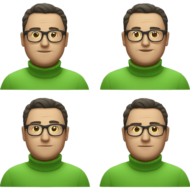 fat man no moustache green jumper glasses emoji