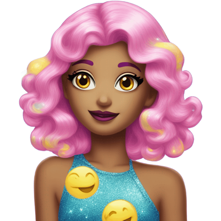 Lisa frank glitter moon emoji