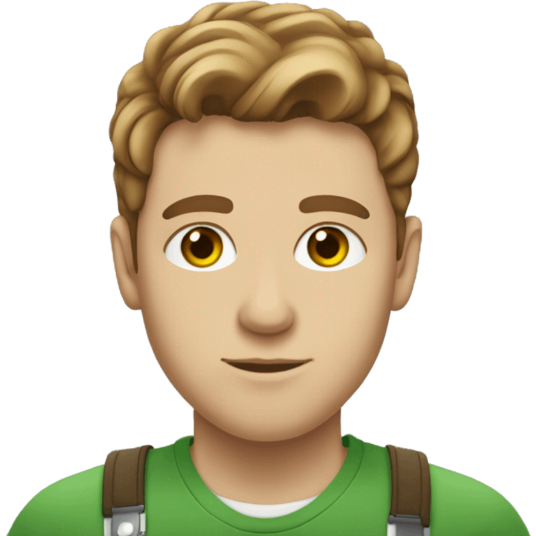 light skinned man with green eyes and brown styled hair preparing for an exam emoji