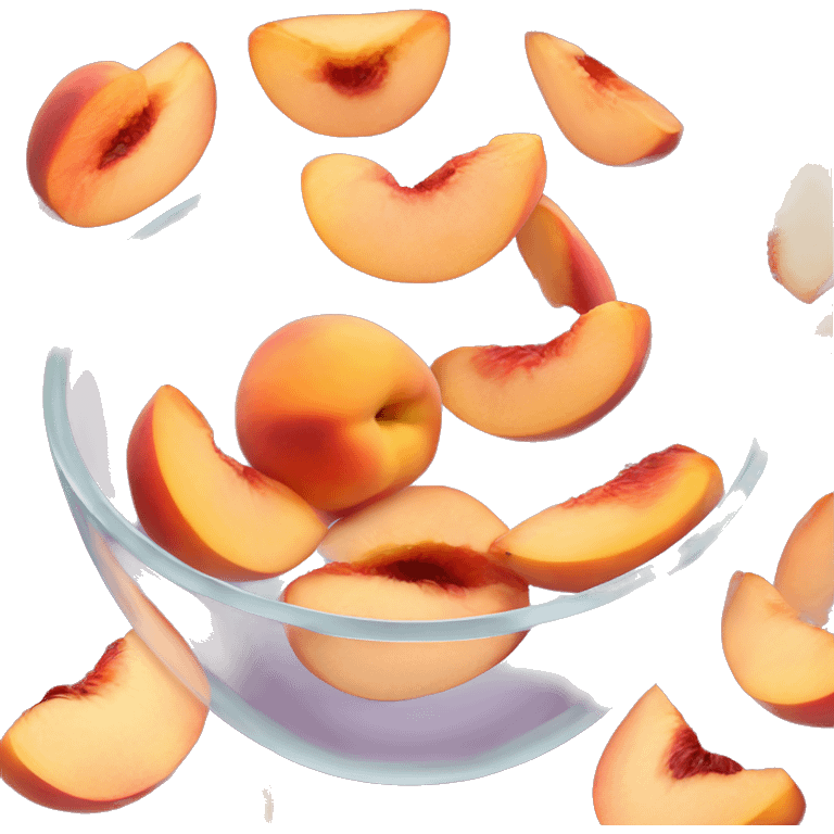 Pink peach slices in a clear glass bowl  emoji