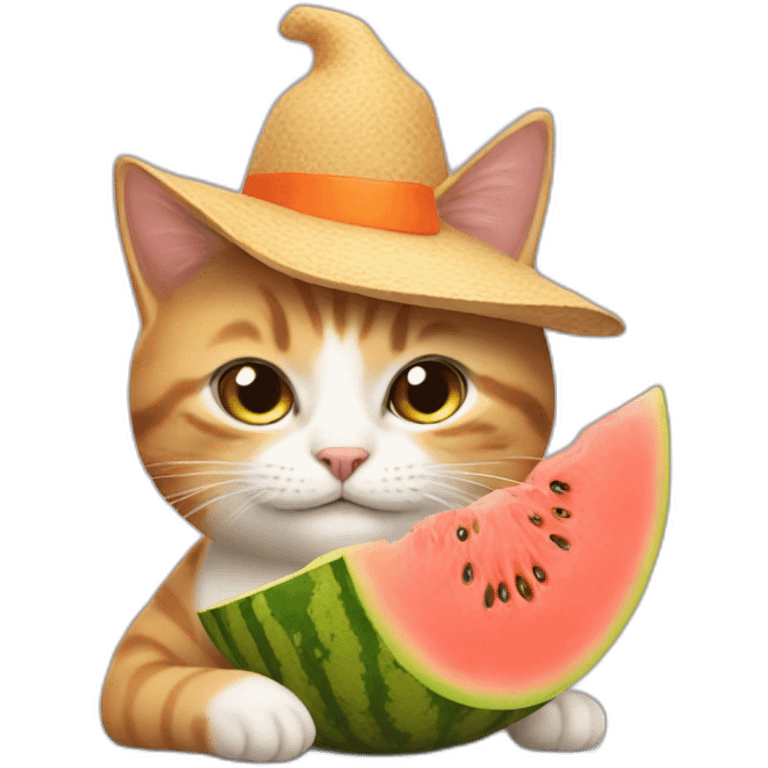 a cat with a melon as a hat emoji