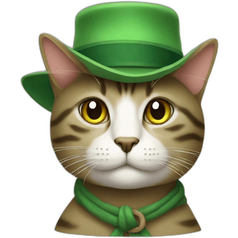 green cat with brown hat emoji